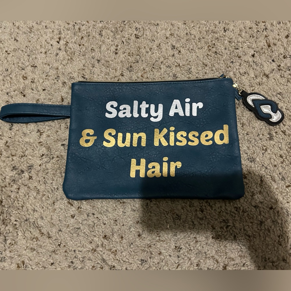 Salty Air & Sun Kissed Hair Navy Wristlet Pouch